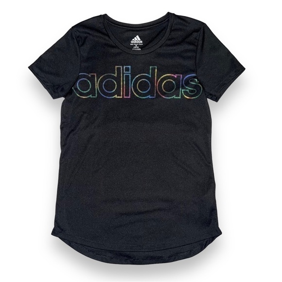 Adidas Girls Climalite Metallic Logo Tee Size 10/12 - Picture 1 of 4